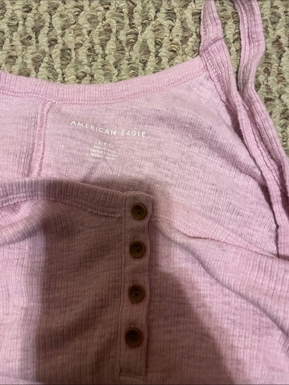 Light Lavender Ribbed Cami Tank with Button Front - Picture 3 of 3